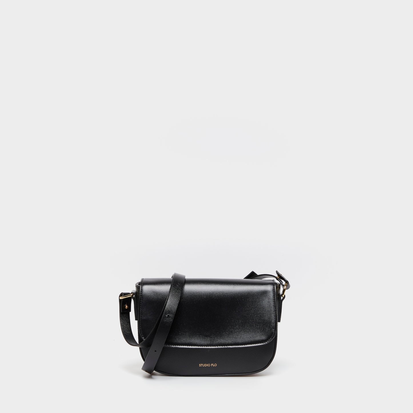 Beige calfskin leather crossbody bag with curved silhouette