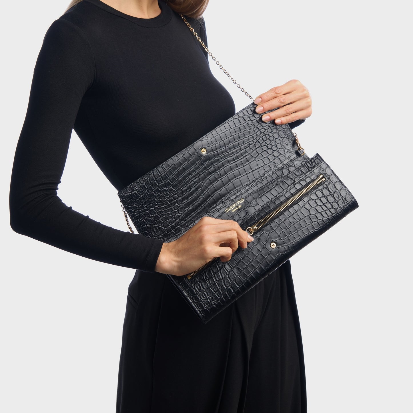 LUXECLASP CLUTCH (CROCODILE EMBOSSED)