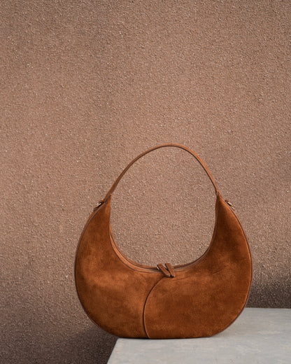 MOON LOOP SUEDE SHOULDER BAG