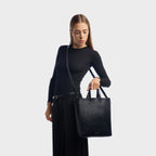 Bagup Medium — Shopper mit Krokoprägung — schwarz