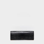LuxeClasp — Clutch mit Krokoprägung — schwarz