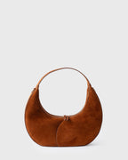 Moon Loop — Schultertasche aus Veloursleder — braun