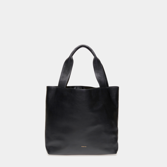 black urban tote made in italy calf leather