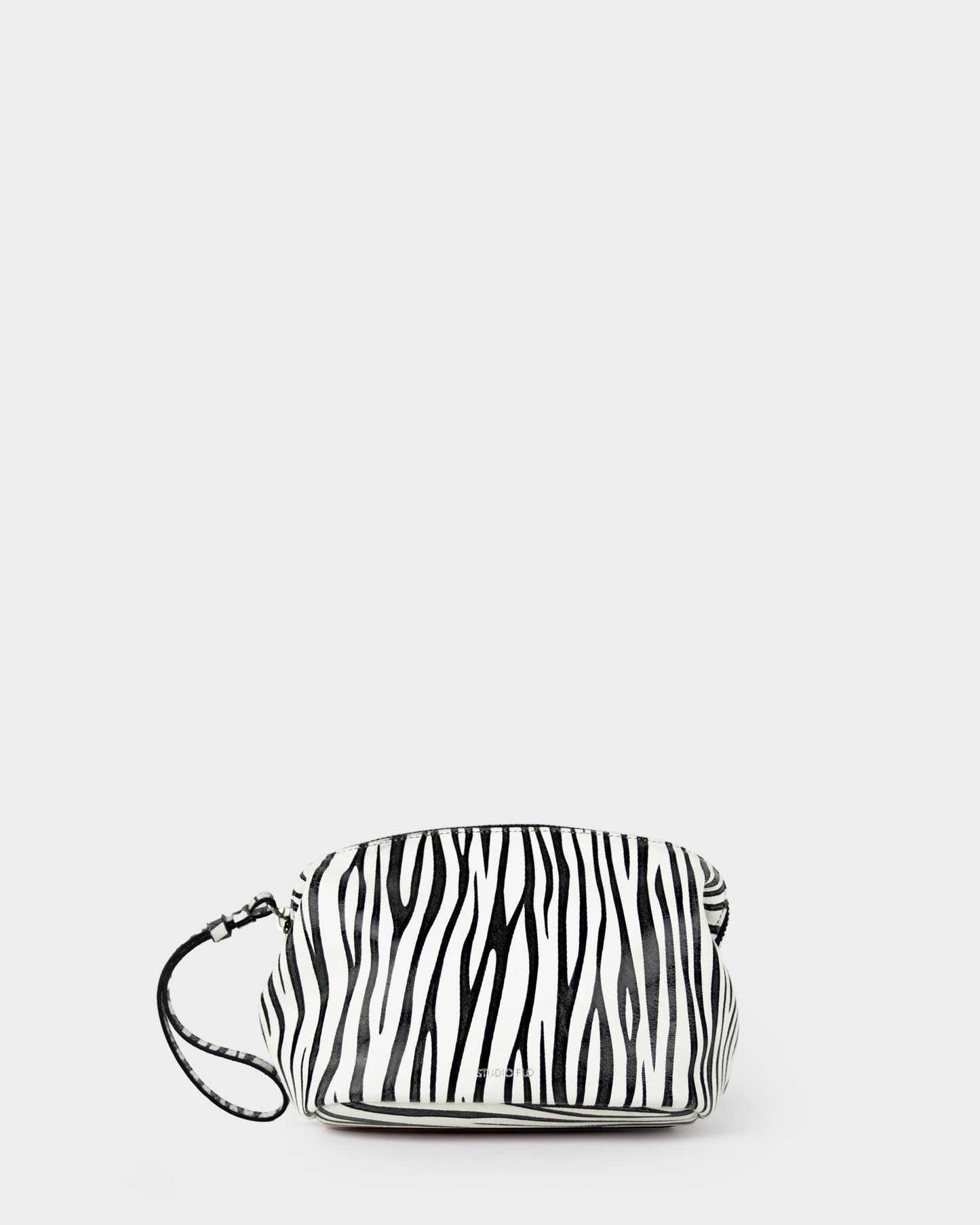 zebra leather pouch, made in italy