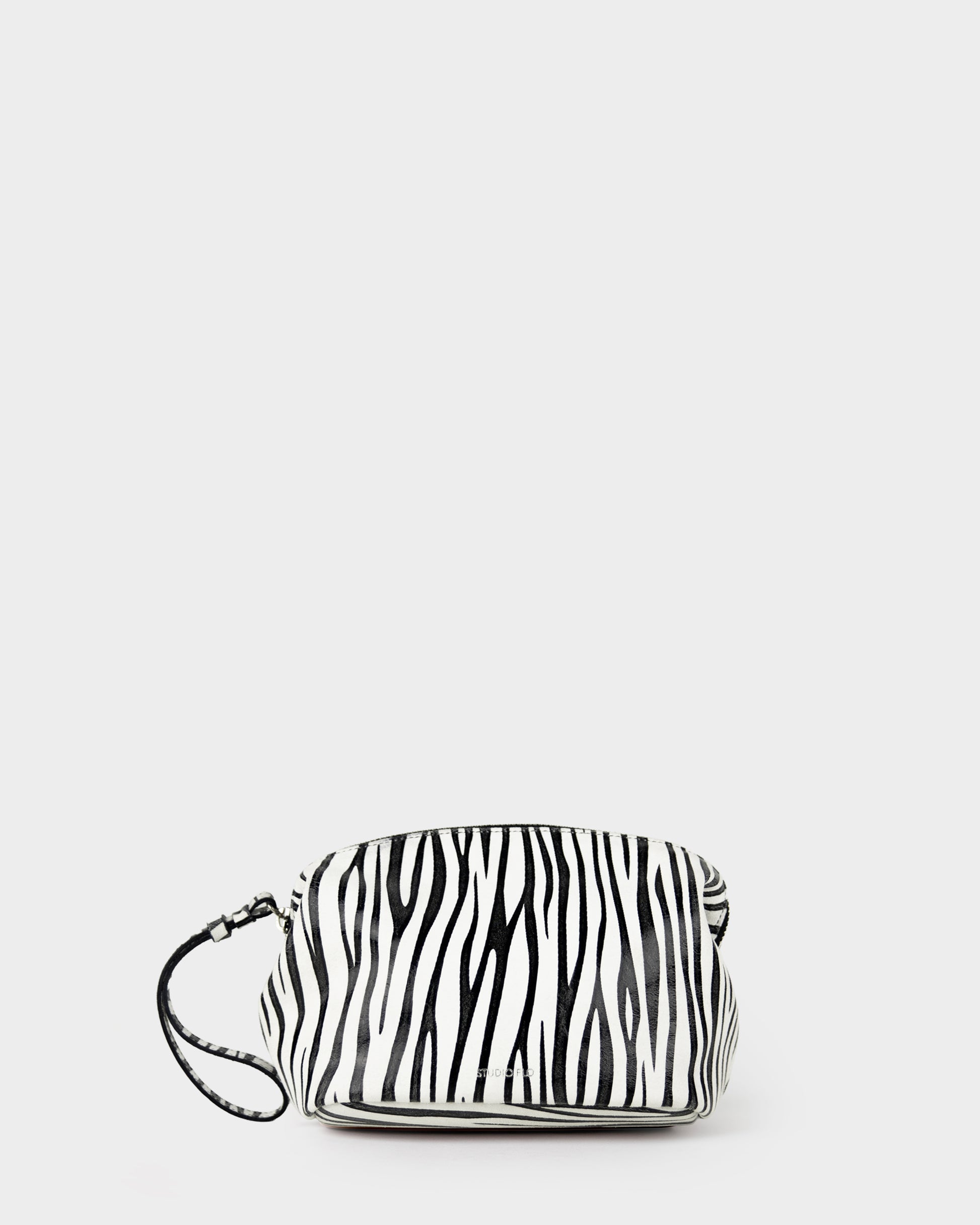 zebra leather pouch, made in italy