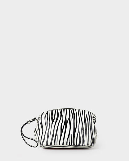 zebra leather pouch, made in italy