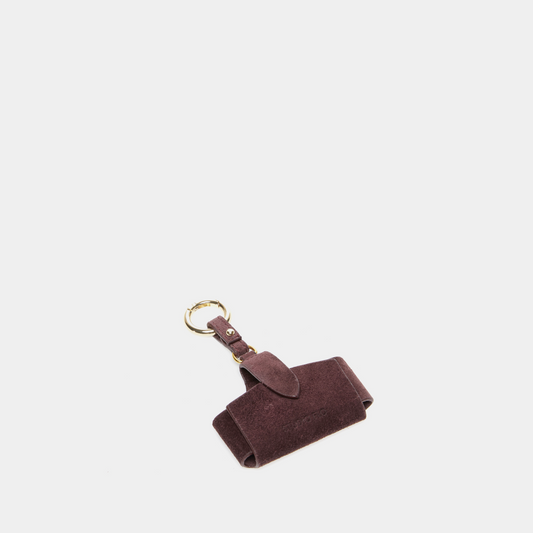 Purple Italian suede AirPods Pro case with carabiner - Studio Flo