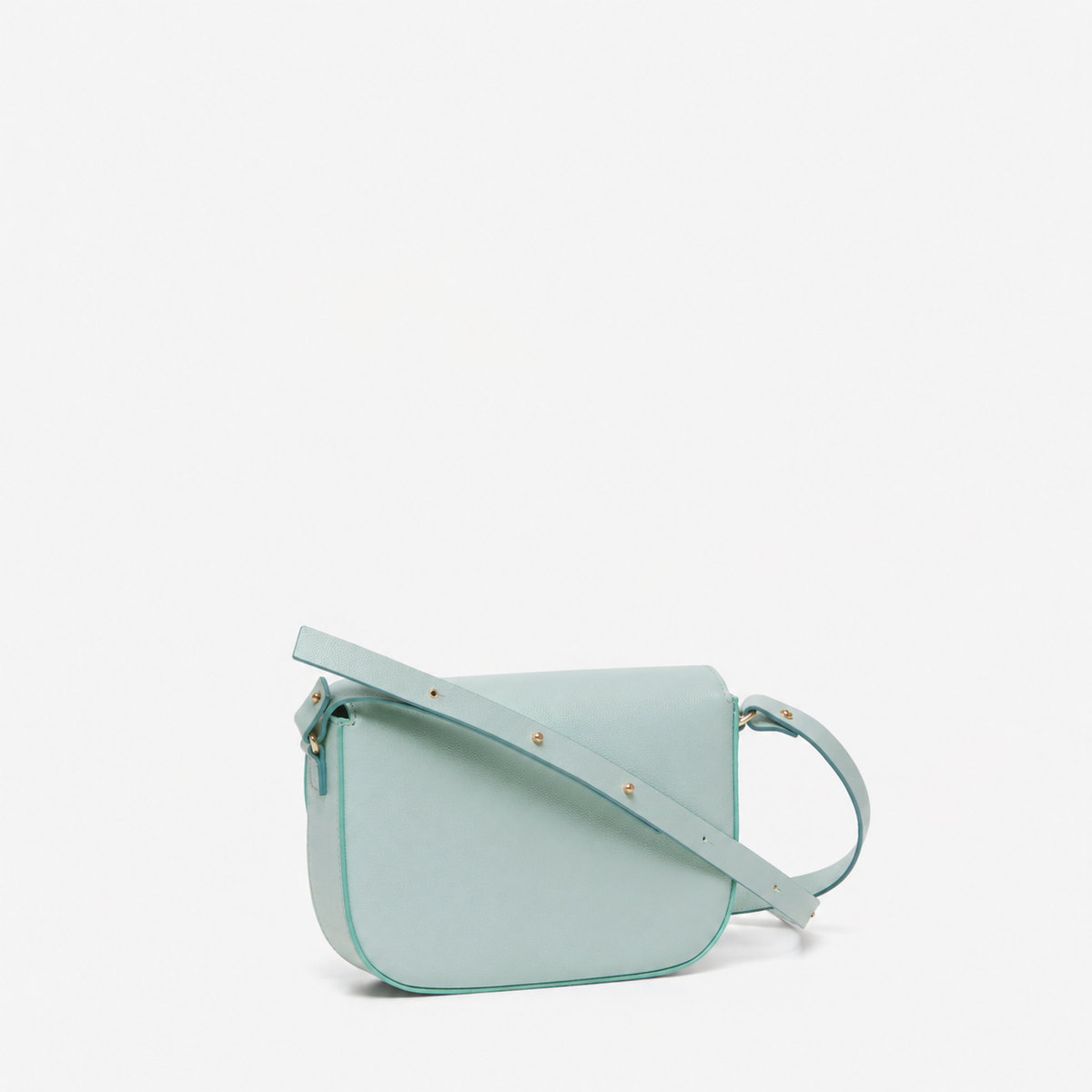 Timeless mint green Italian leather crossbody bag back